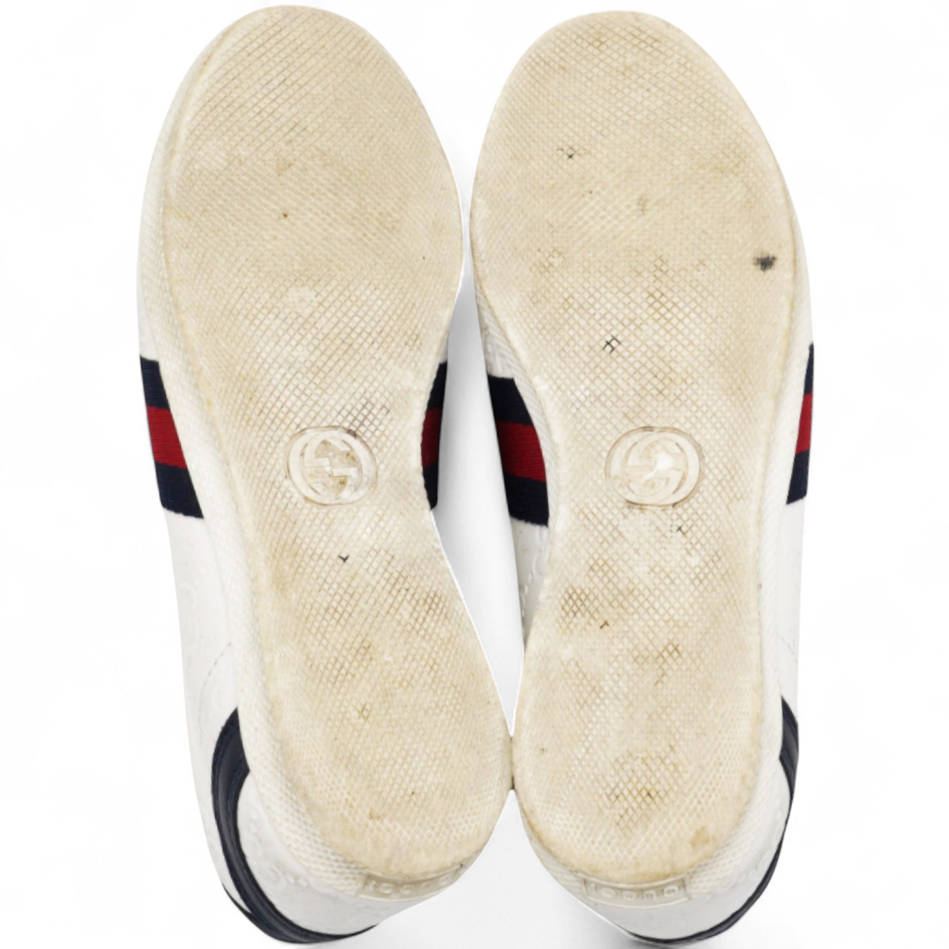 White Guccissima Leather Web Detail Low Top Sneakers Size35.5