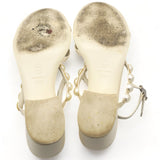 Calfskin Pearls Sling-back Sandals Cream 38.5