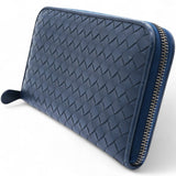 Nappa Intrecciato Zip Around Wallet Pacific Navy