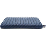 Nappa Intrecciato Zip Around Wallet Pacific Navy