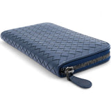 Nappa Intrecciato Zip Around Wallet Pacific Navy