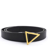 Black Leather Triangle Slim Belt Size75