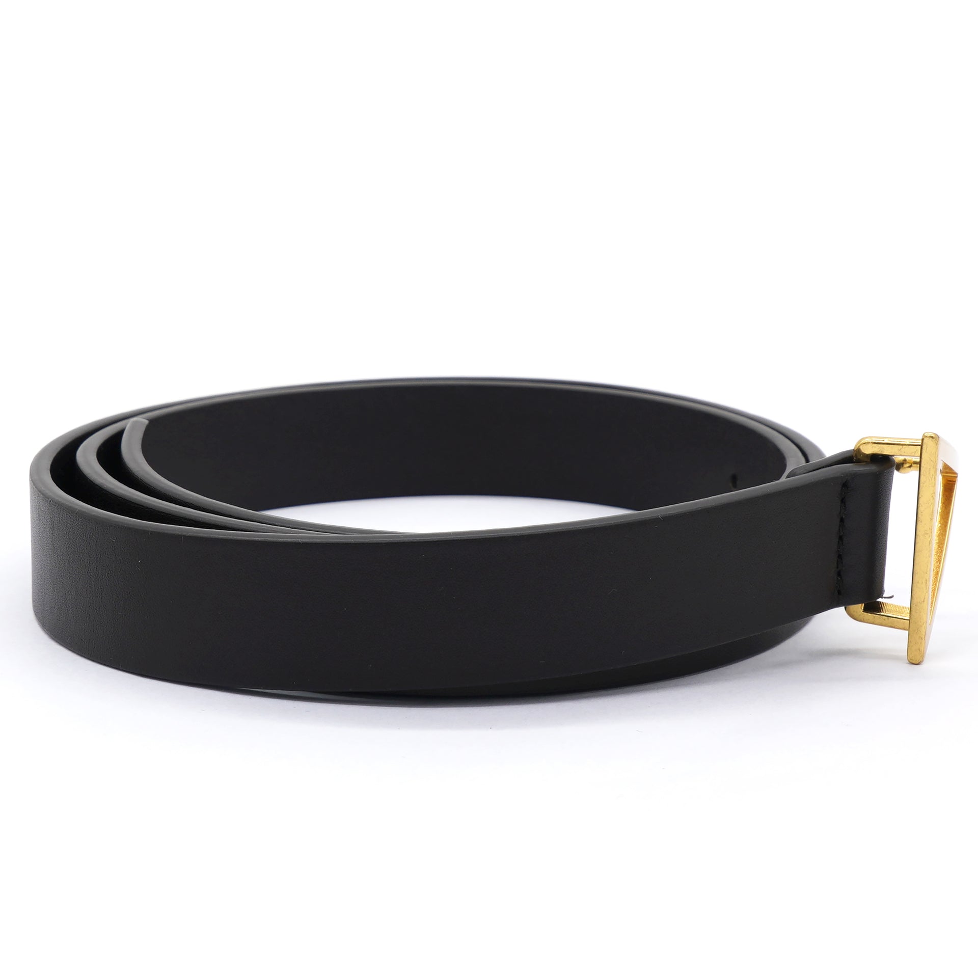 Black Leather Triangle Slim Belt Size75