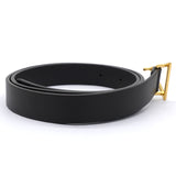 Black Leather Triangle Slim Belt Size75