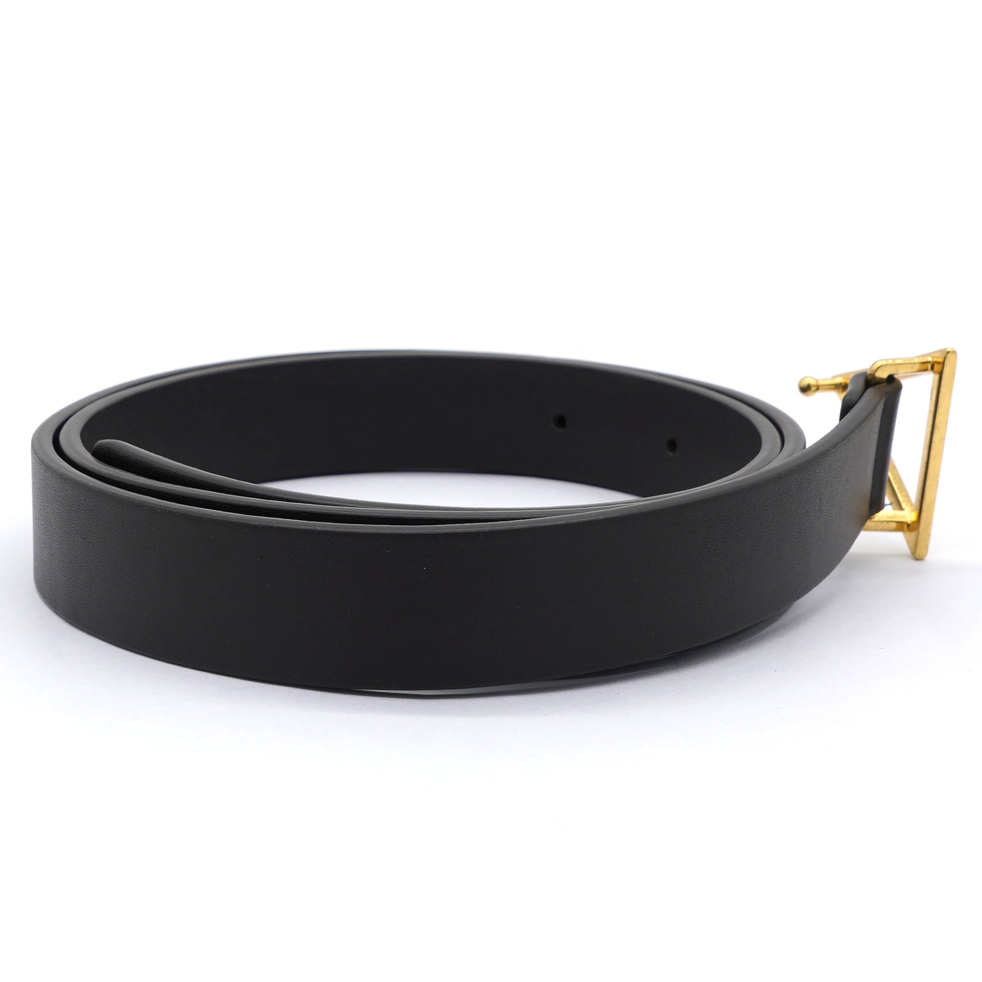 Black Leather Triangle Slim Belt Size75