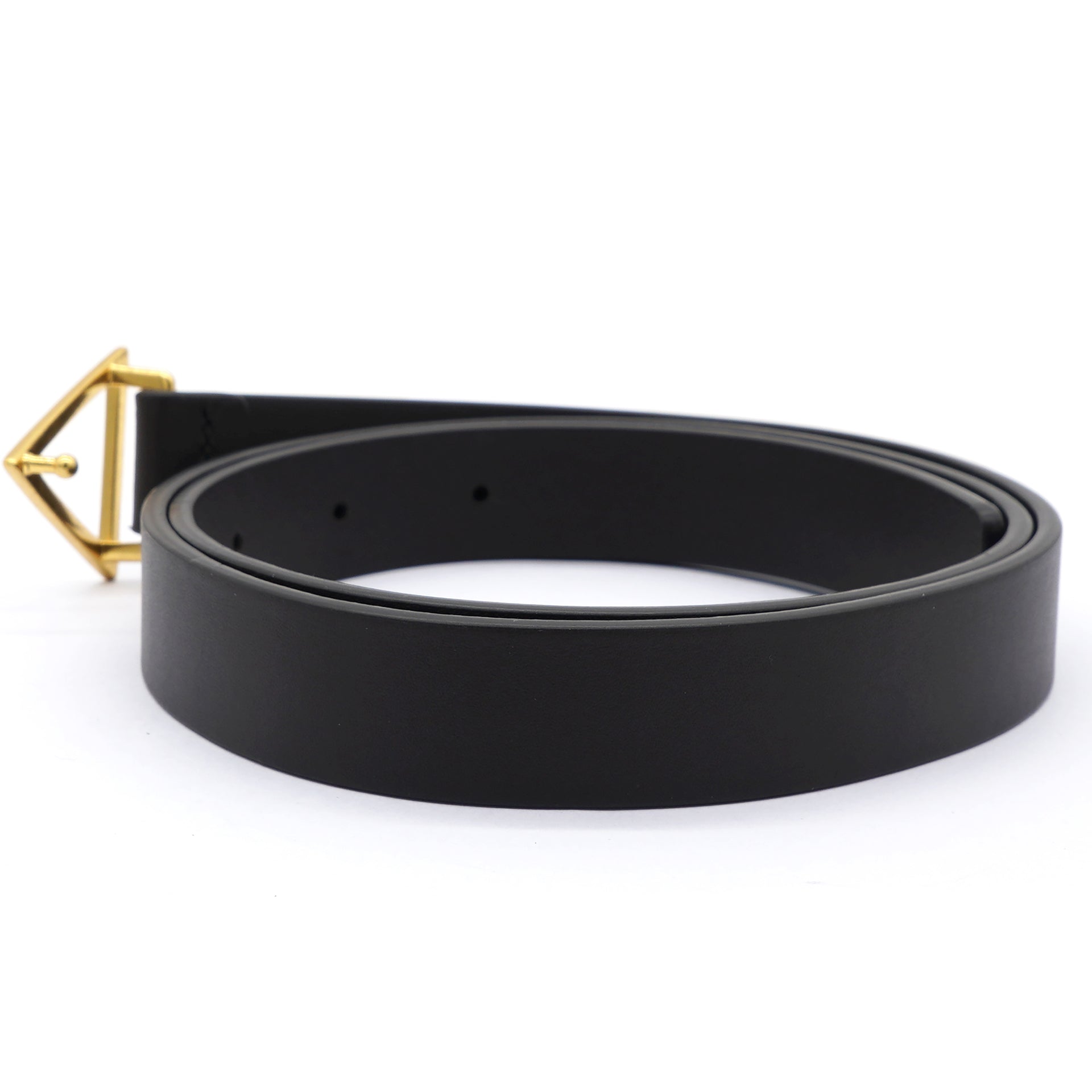 Black Leather Triangle Slim Belt Size75