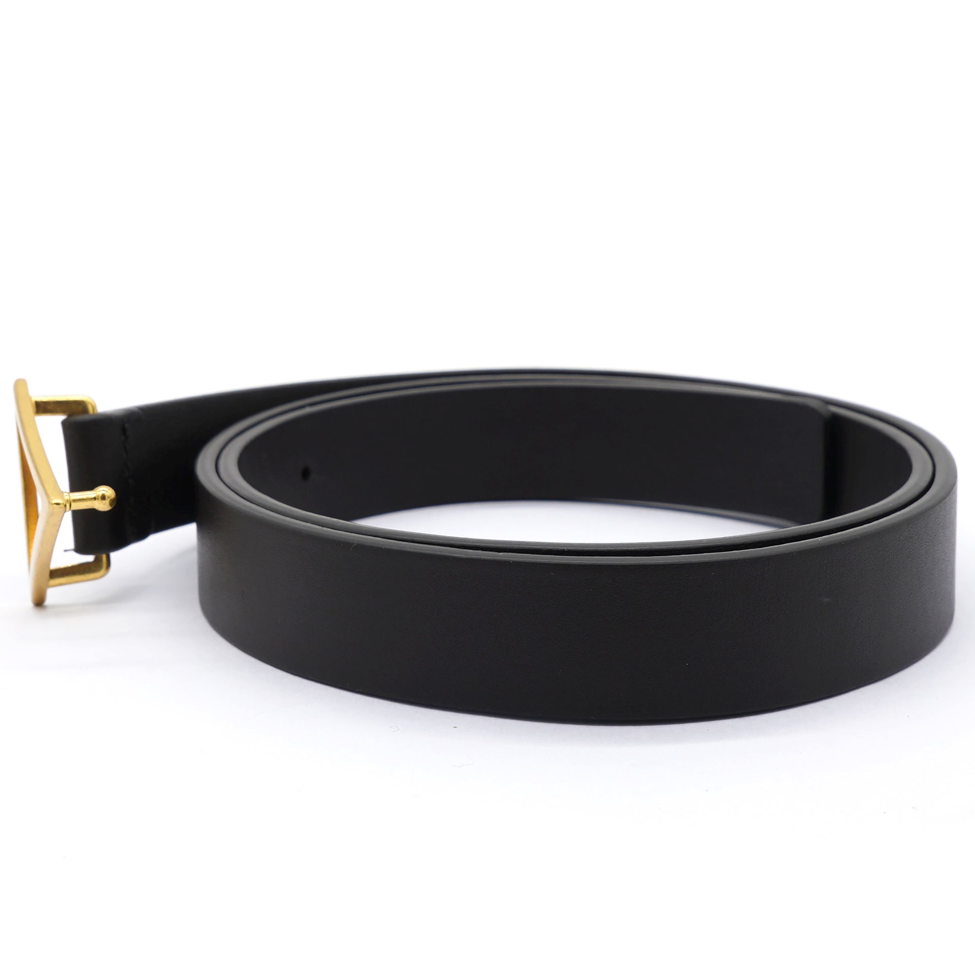 Black Leather Triangle Slim Belt Size75