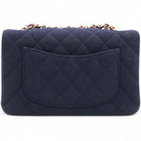 Felt Quilted Paris-Hamburg Charms Mini Rectangular Flap Dark Navy