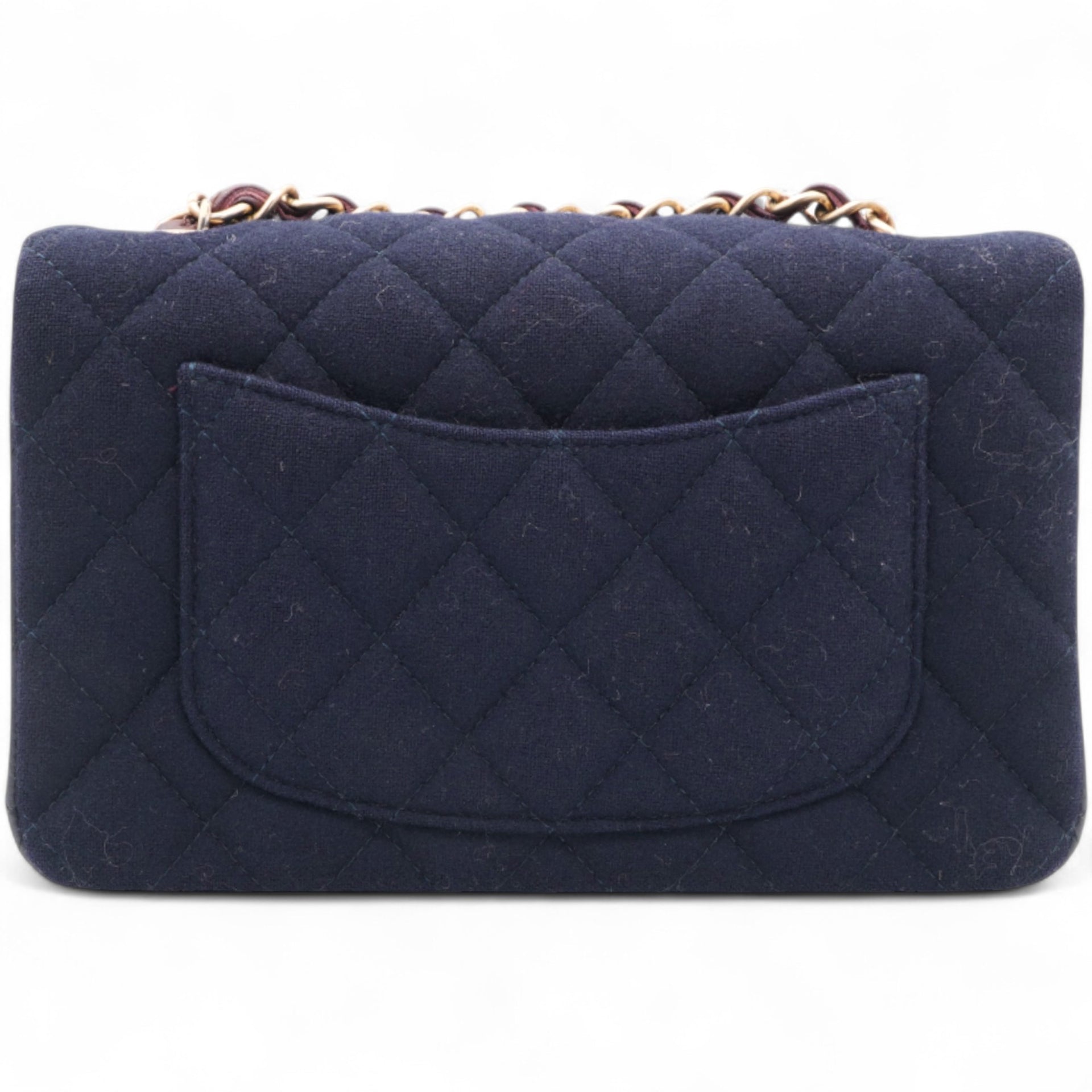 Felt Quilted Paris-Hamburg Charms Mini Rectangular Flap Dark Navy