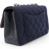 Felt Quilted Paris-Hamburg Charms Mini Rectangular Flap Dark Navy