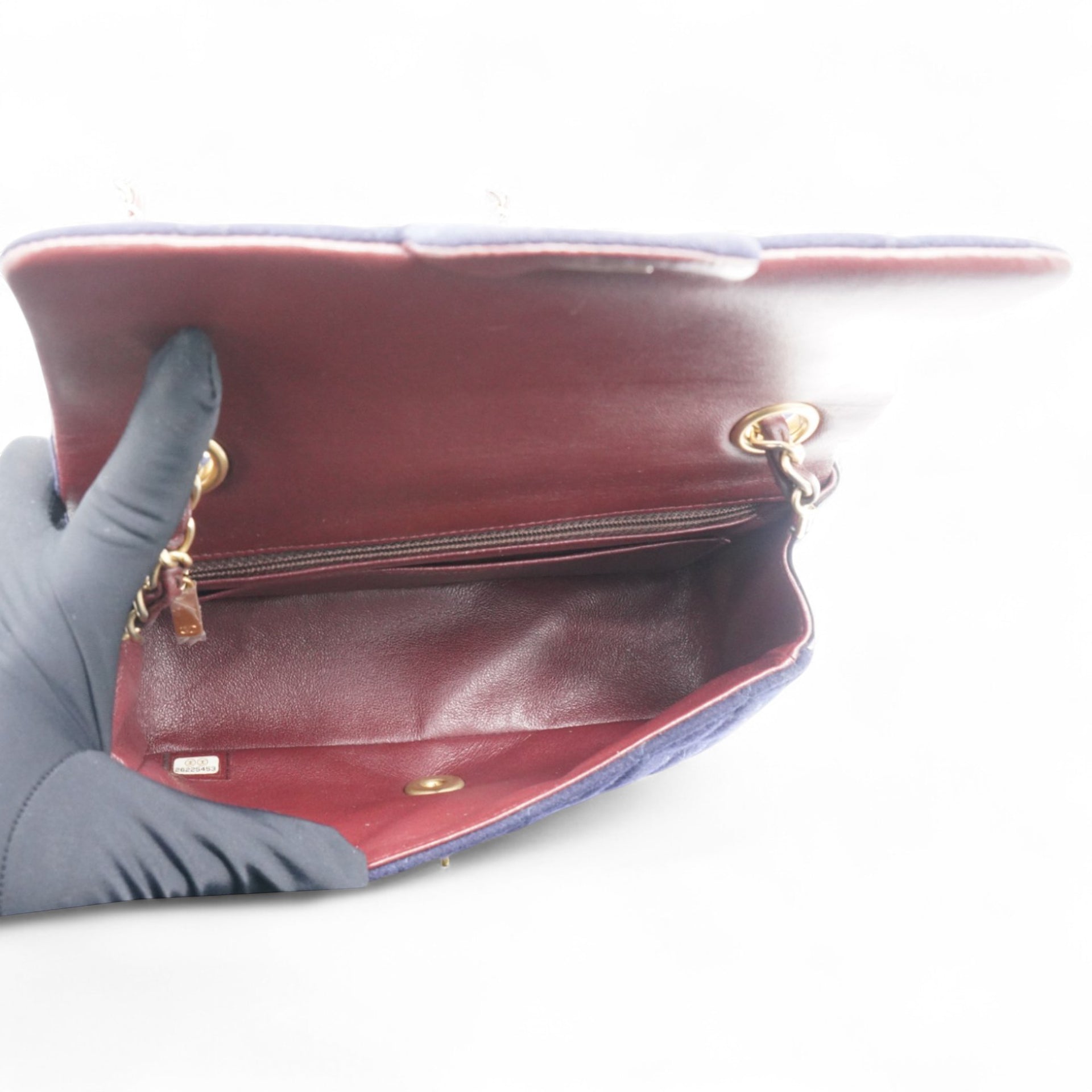 Felt Quilted Paris-Hamburg Charms Mini Rectangular Flap Dark Navy