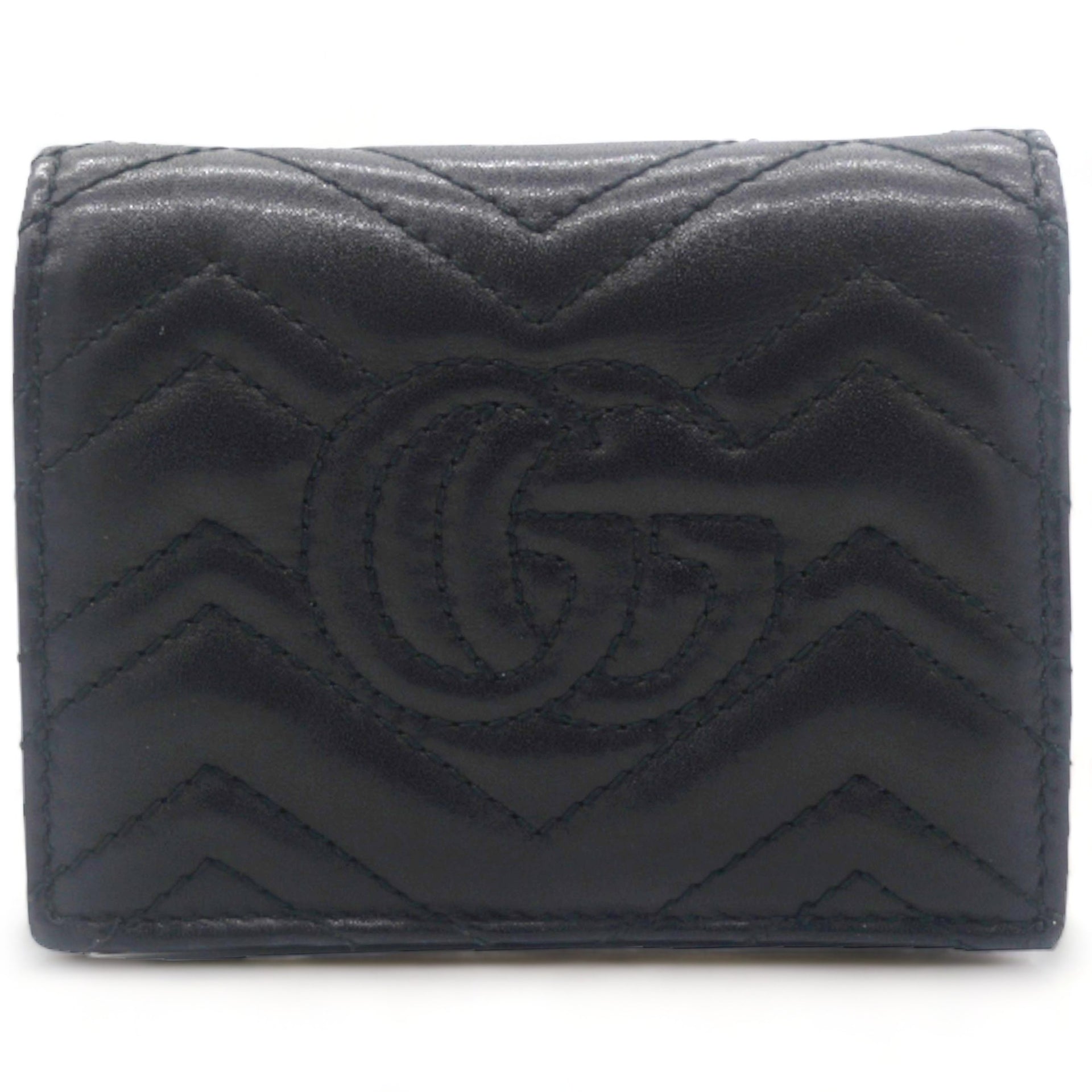 Calfskin Matelasse GG Marmont Card Case Black