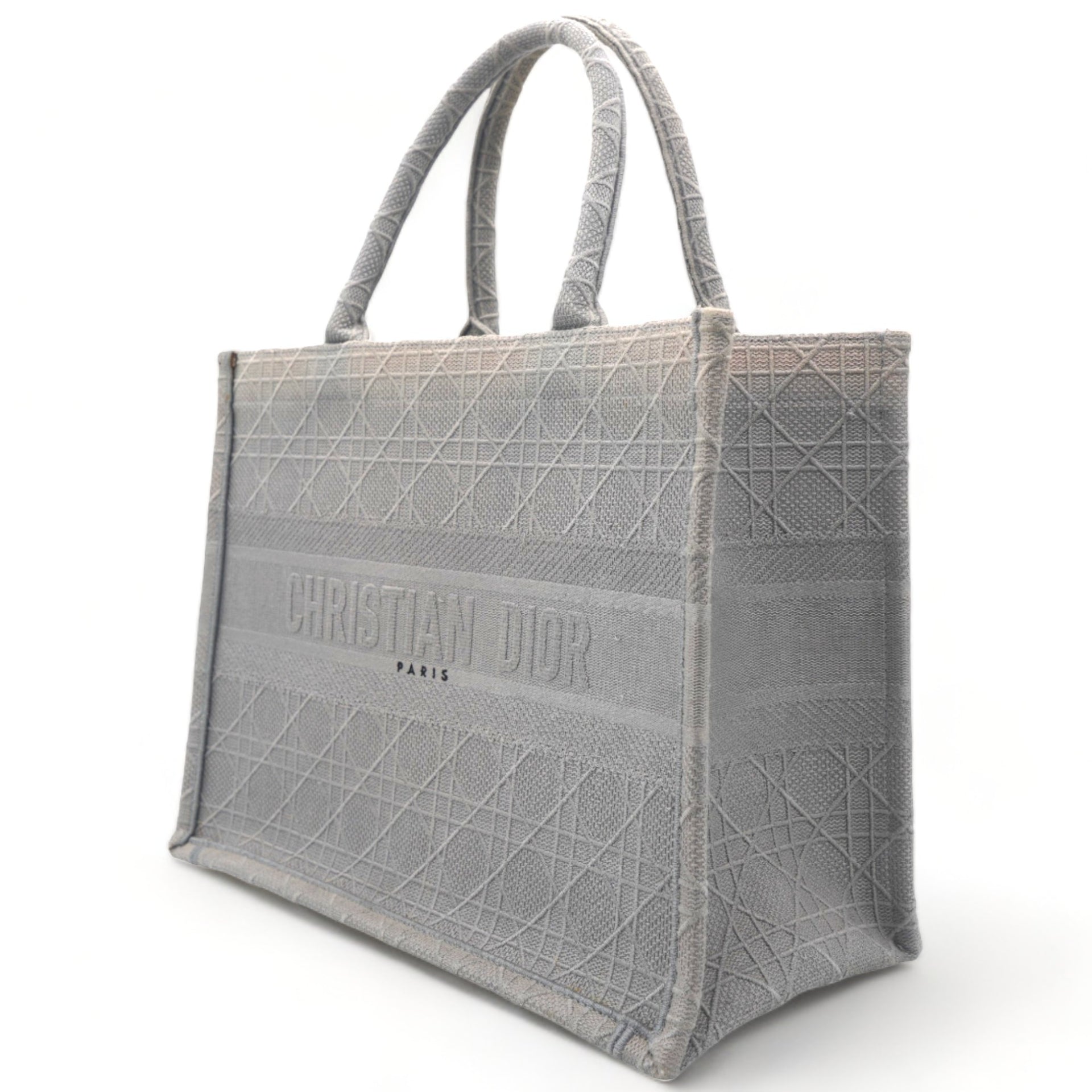 Medium Book Tote Cannage Embroidered Grey