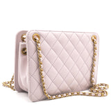 Calfskin Quilted Small CC Chain Accordion Tote Lilac Purple