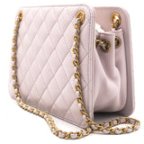 Calfskin Quilted Small CC Chain Accordion Tote Lilac Purple