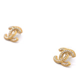 Gold Double C Wheat Earrings With Crystal