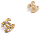 Gold Double C Wheat Earrings With Crystal