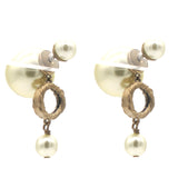 Pearl Gold Tribales Earrings with Round Mirror Details