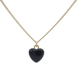 Resin Crystal CC Heart Necklace Black Gold