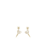Metal Strass Crystal Scissors CC Earrings Gold