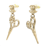 Metal Strass Crystal Scissors CC Earrings Gold