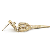 Metal Strass Crystal Scissors CC Earrings Gold