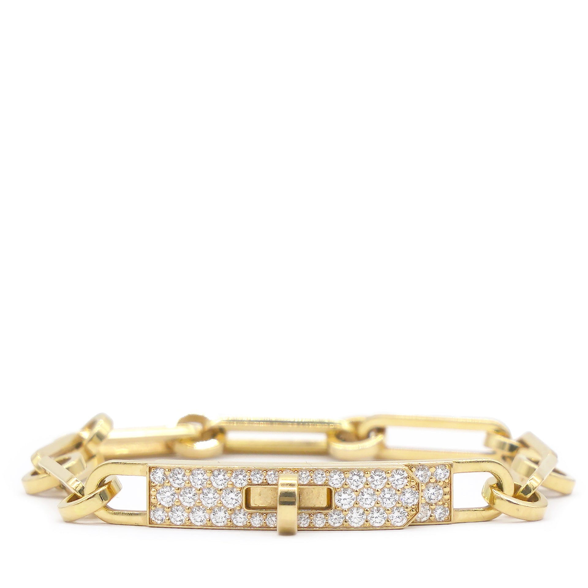Kelly Chaine Bracelet Bracelet In Yellow Gold Set With Diamonds, Kelly Clasp