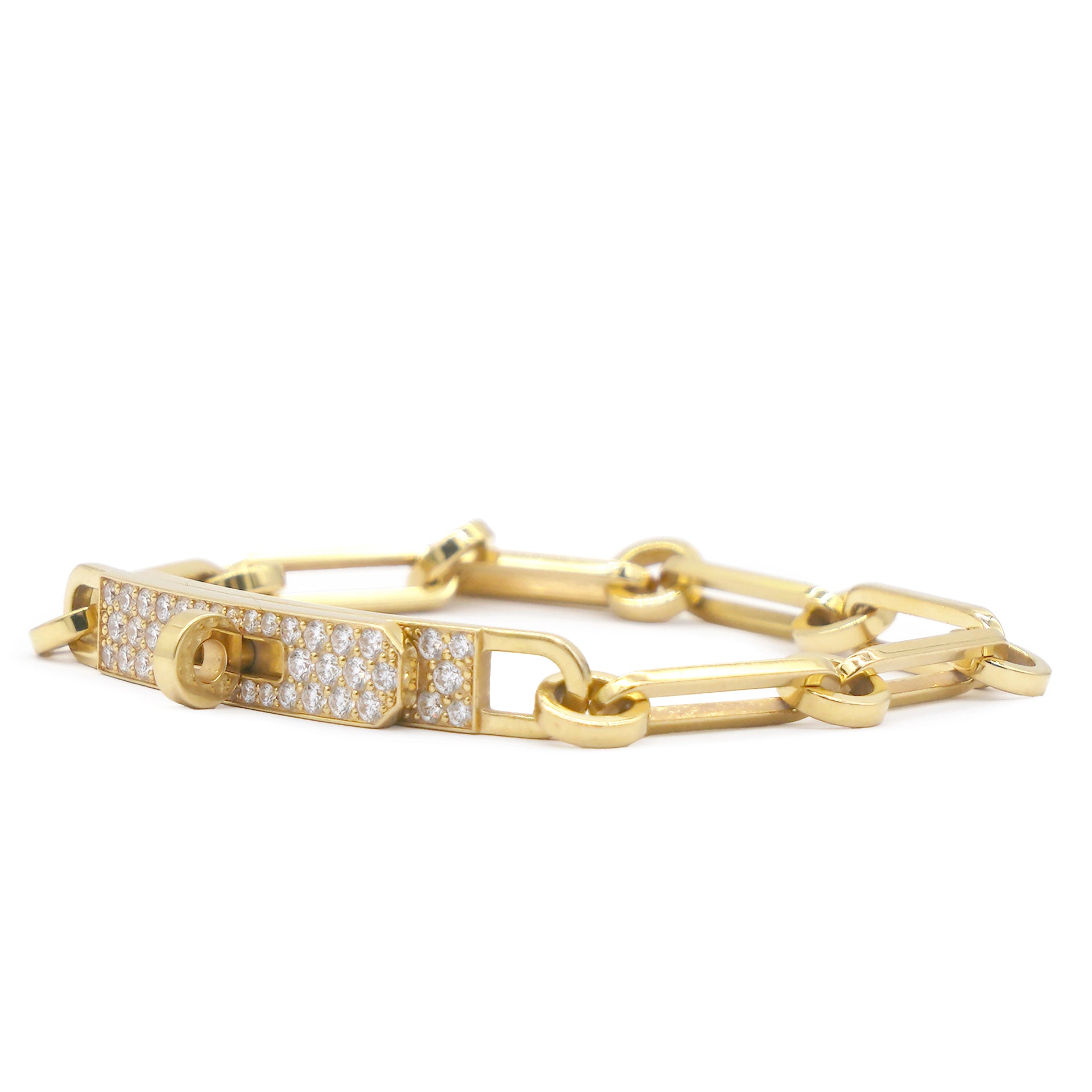 Kelly Chaine Bracelet Bracelet In Yellow Gold Set With Diamonds, Kelly Clasp