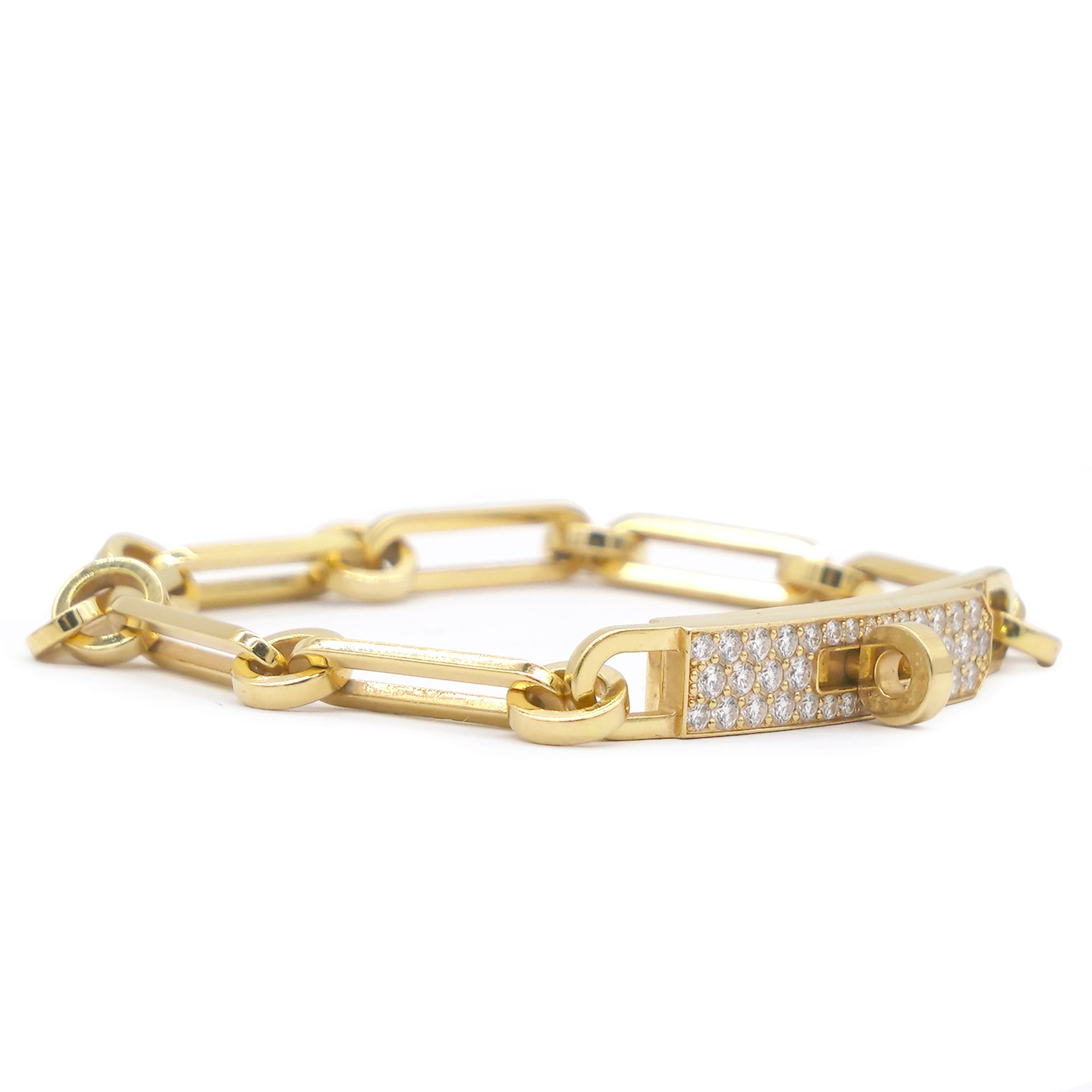 Kelly Chaine Bracelet Bracelet In Yellow Gold Set With Diamonds, Kelly Clasp