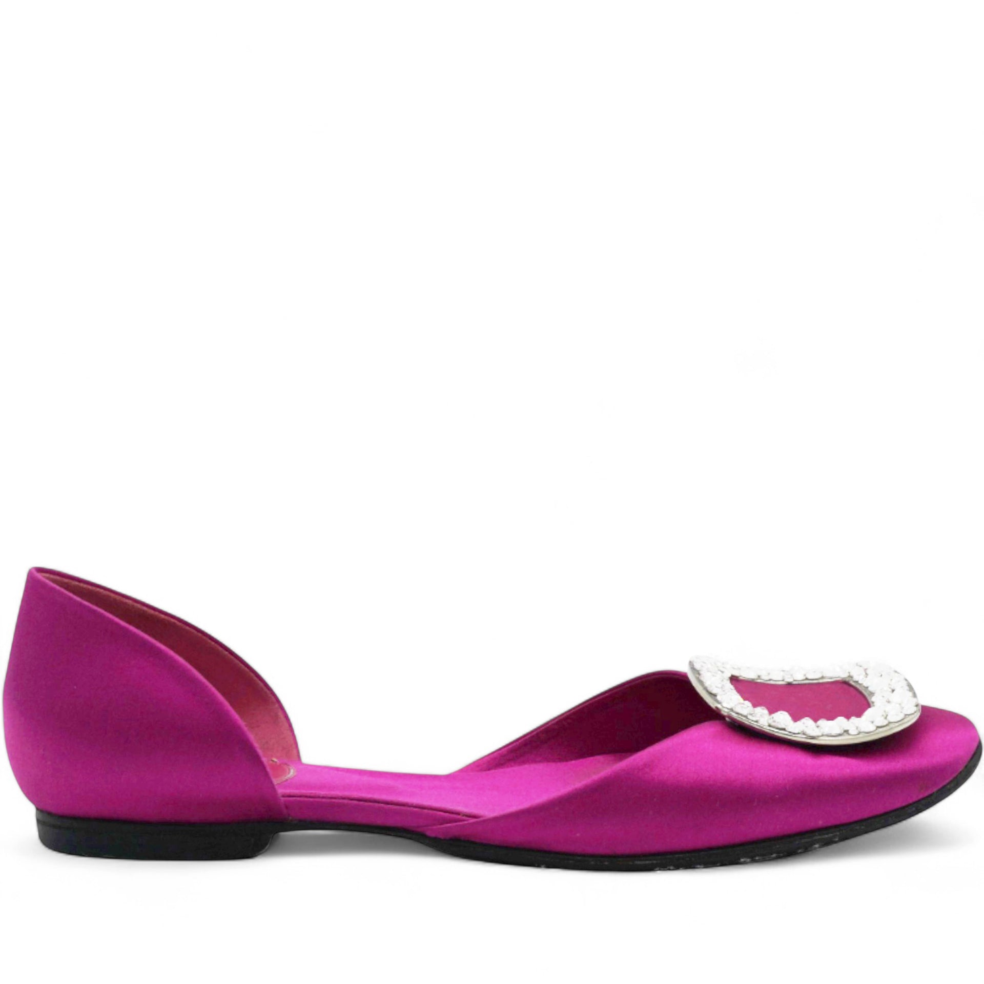 Purple Satin Ballerine Chips Strass D'Orsay Flats Size36.5