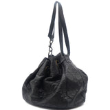 Lambskin Cannage Drawstring Bag Black