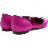 Purple Satin Ballerine Chips Strass D'Orsay Flats Size36.5