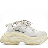 White/Grey Leather Triple S Sneakers Size37