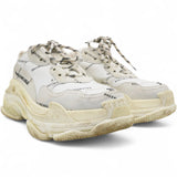 White/Grey Leather Triple S Sneakers Size37