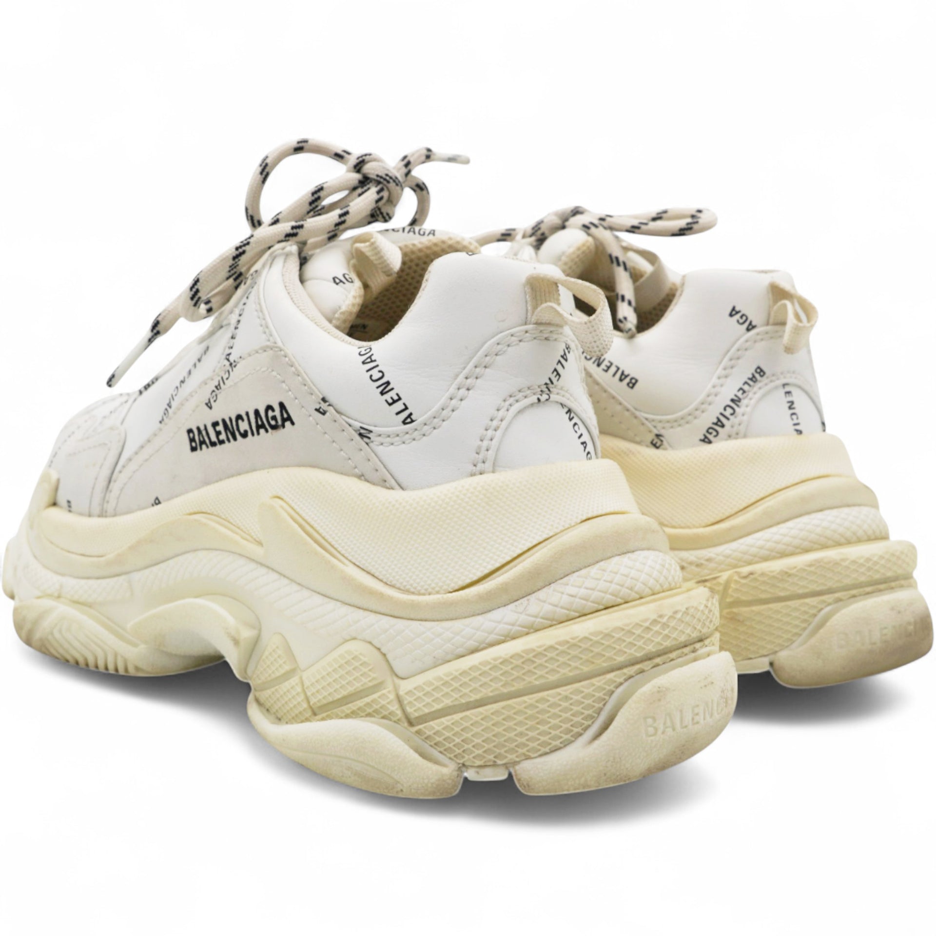 White/Grey Leather Triple S Sneakers Size37