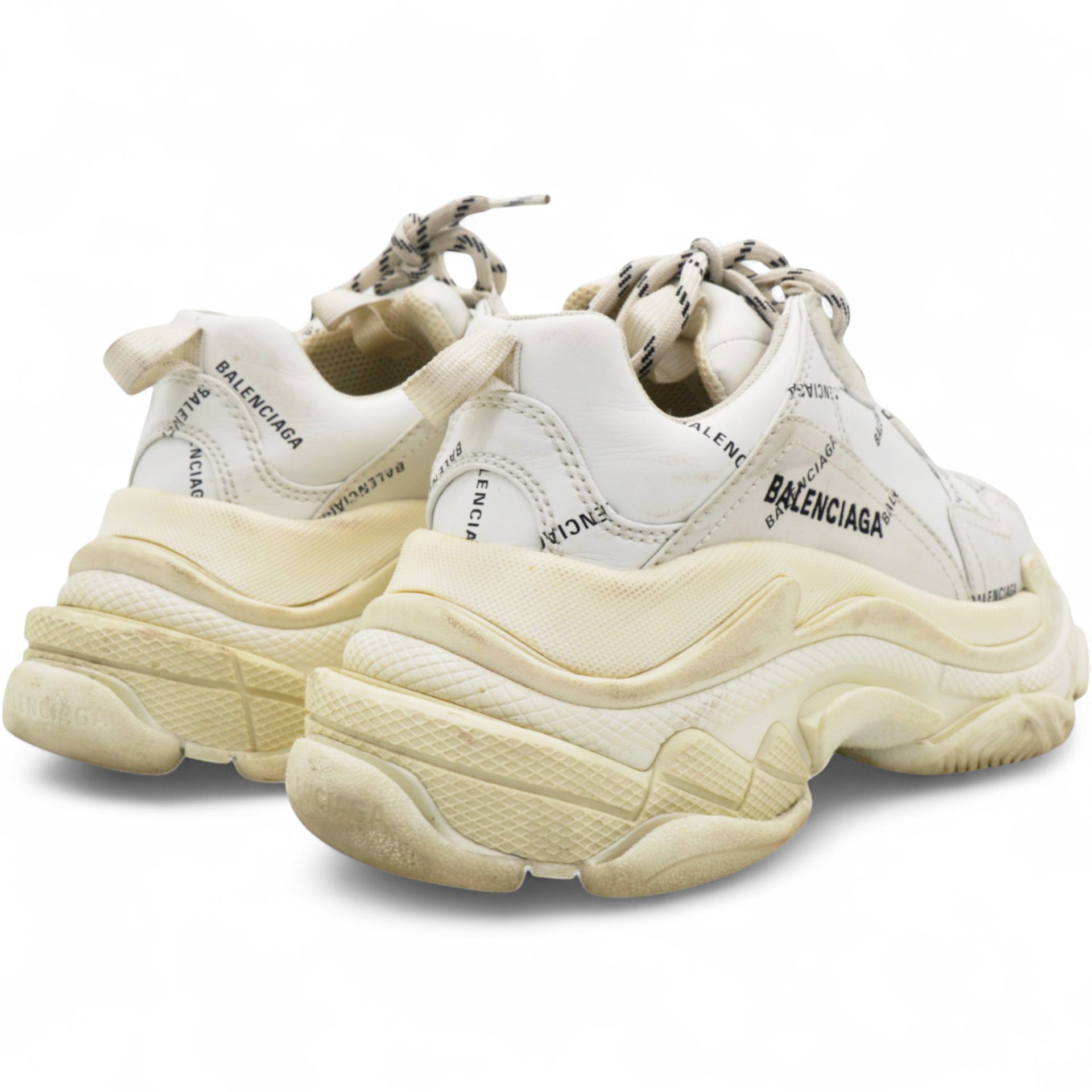 White/Grey Leather Triple S Sneakers Size37