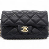 Precious Pearls Mini Flap Black Lambskin Light Gold-tone Hardware