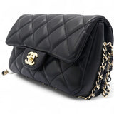 Precious Pearls Mini Flap Black Lambskin Light Gold-tone Hardware
