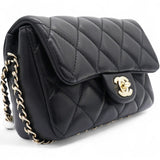 Precious Pearls Mini Flap Black Lambskin Light Gold-tone Hardware