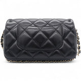 Precious Pearls Mini Flap Black Lambskin Light Gold-tone Hardware