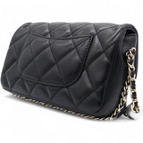 Precious Pearls Mini Flap Black Lambskin Light Gold-tone Hardware
