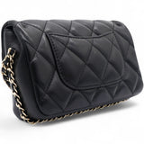 Precious Pearls Mini Flap Black Lambskin Light Gold-tone Hardware