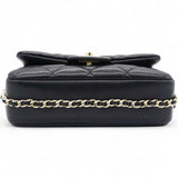 Precious Pearls Mini Flap Black Lambskin Light Gold-tone Hardware