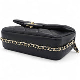 Precious Pearls Mini Flap Black Lambskin Light Gold-tone Hardware