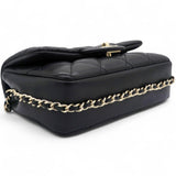 Precious Pearls Mini Flap Black Lambskin Light Gold-tone Hardware