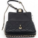 Precious Pearls Mini Flap Black Lambskin Light Gold-tone Hardware