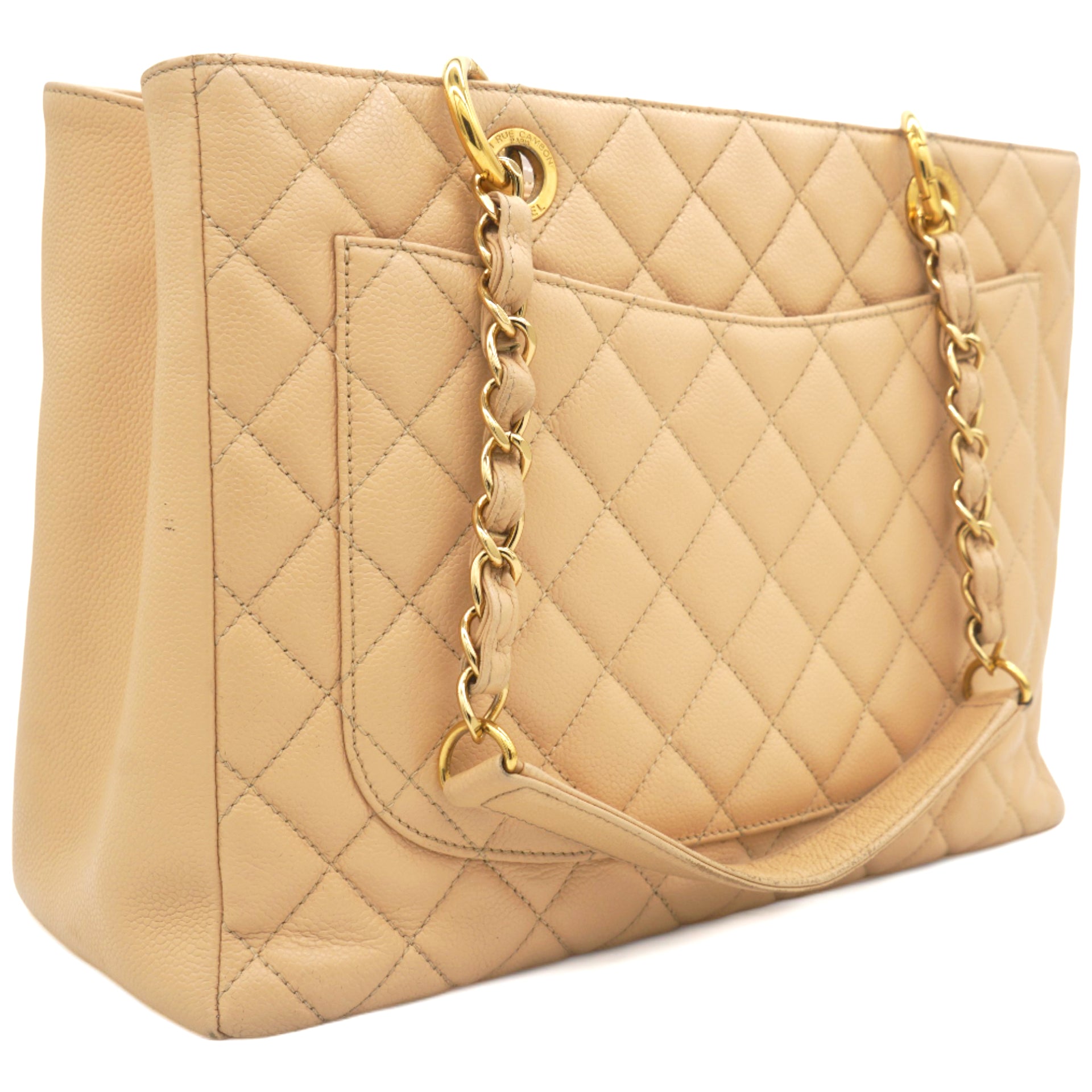 Caviar Quilted Grand Shopping Tote GST Beige Clair