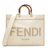 Vitello King Plexiglass Logo Embossed Medium Fendi Sunshine Shopper Tote