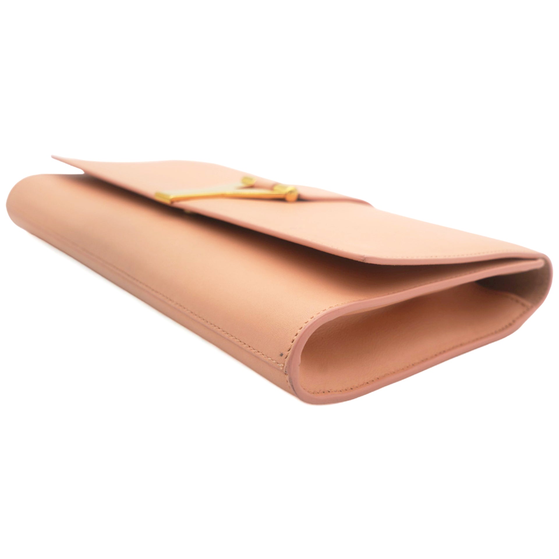 Light Pink Leather Ligne Y Clutch Bag