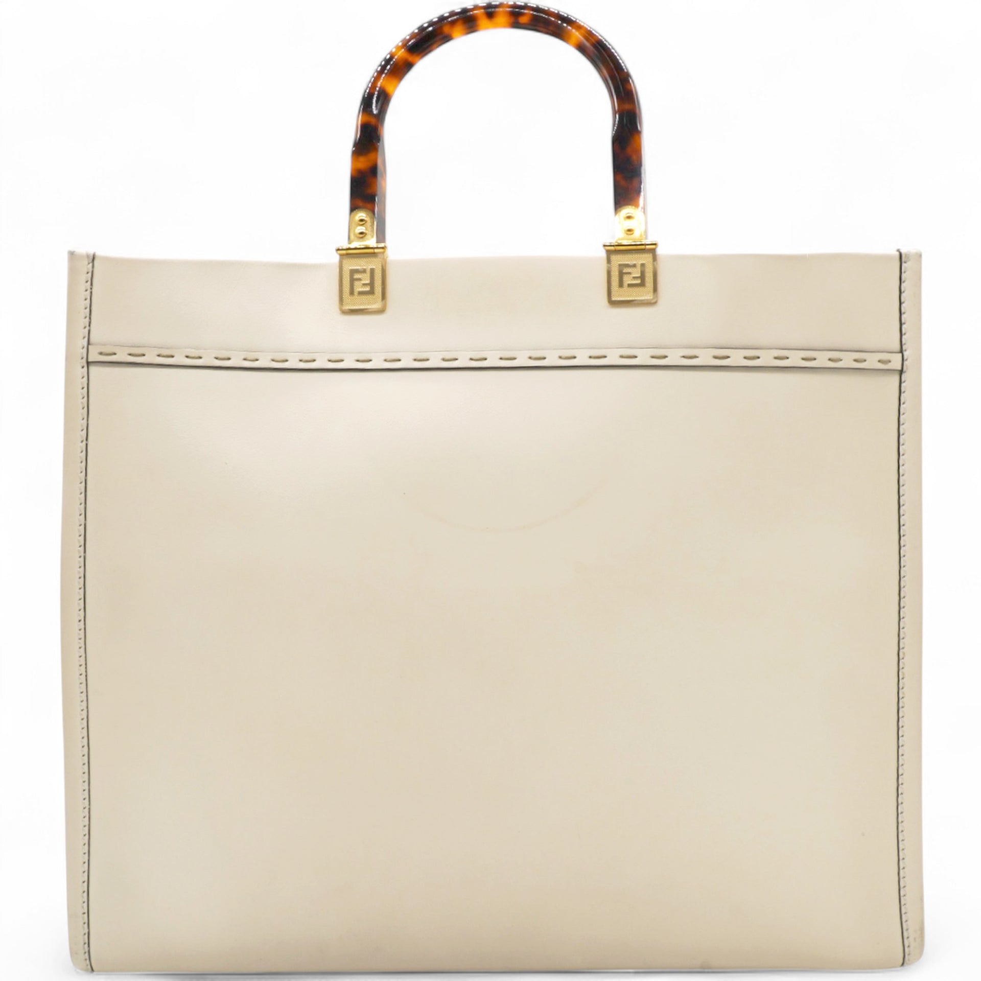 Vitello King Plexiglass Logo Embossed Medium Fendi Sunshine Shopper Tote